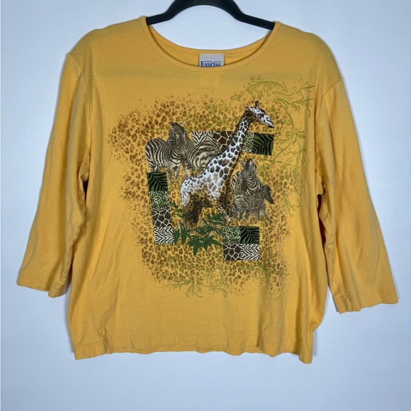Vintage Endless Designs Crewneck Yellow Giraffe Nature Sweatshirt Adult Size XL - Picture 1 of 4